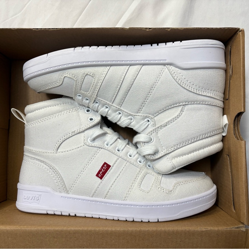 Levis Women's BB-HI-CVS Sneakers Canvas High-Top Shoes White Sz.6  520570-01W1